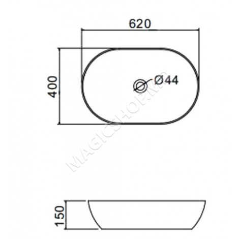 Lavoar pe mobilier ceramic, Gappo GT 302, 40 x 62 cm, alb